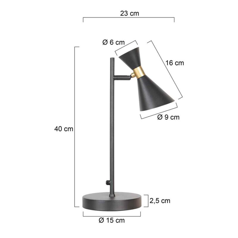 Lámpara de mesa retro negra de metal Anne Lighting Preto - Imagen 6