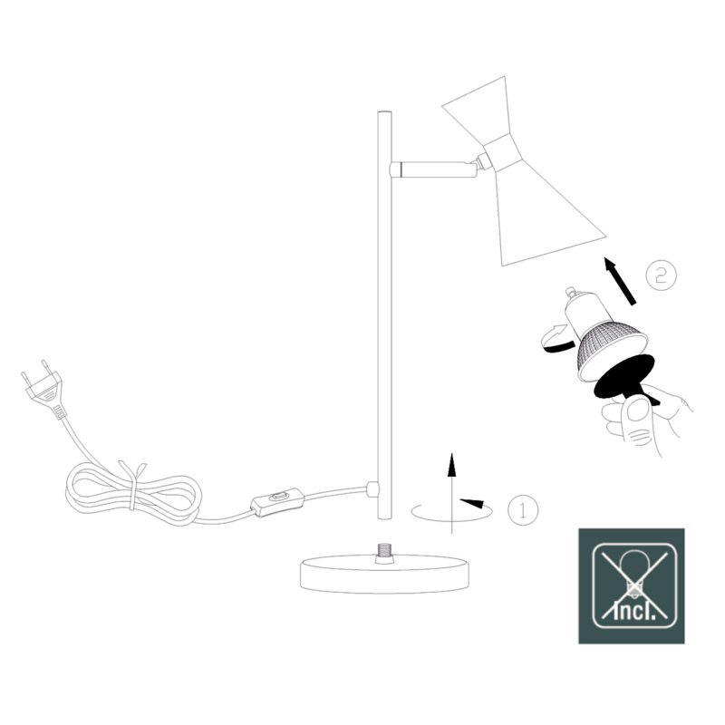 Lámpara de mesa retro negra de metal Anne Lighting Preto - Imagen 7