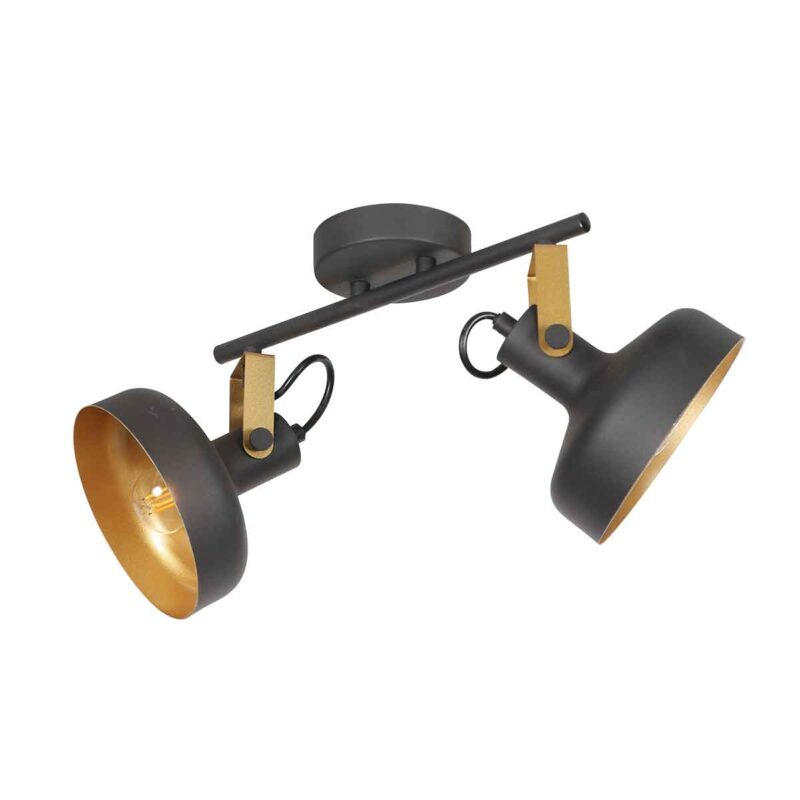 Lámpara de pared industrial de metal negro Mexlite Prato - Imagen 2