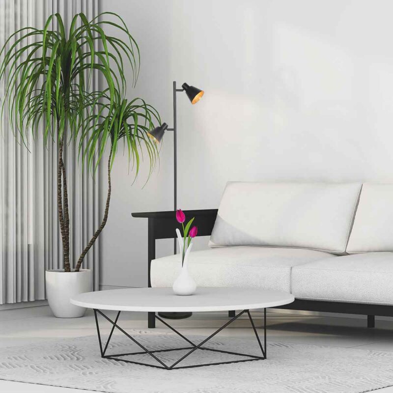 Lámpara de pie retro de metal negro Mexlite Oeroe - Imagen 3