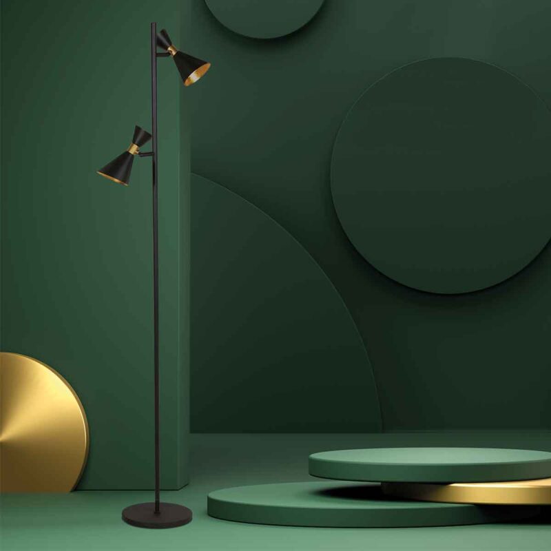 Lámpara de pie de metal negro trendy Anne Lighting Preto - Imagen 3