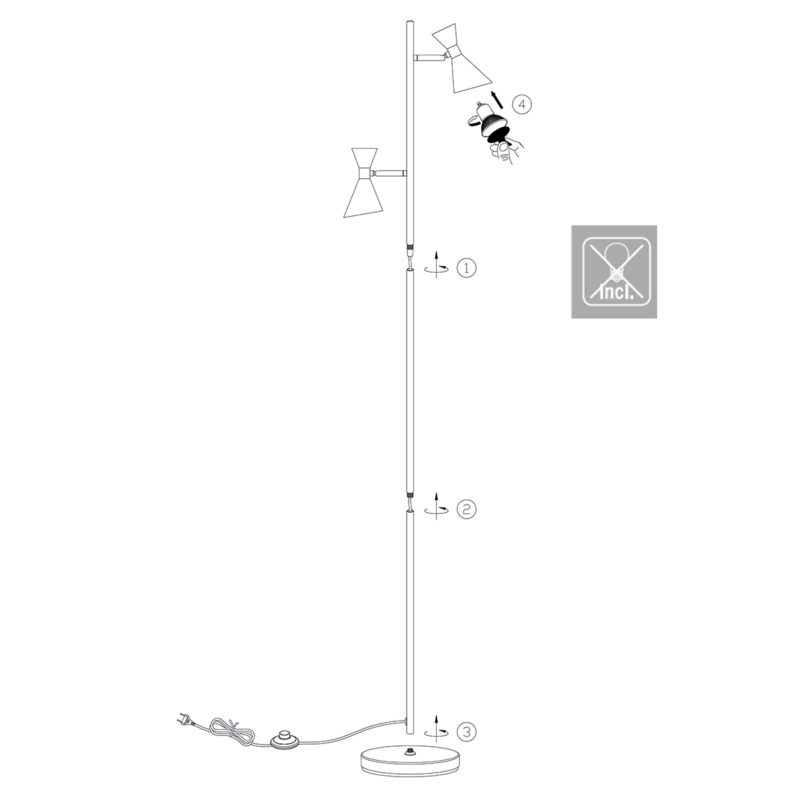 Lámpara de pie de metal negro trendy Anne Lighting Preto - Imagen 8