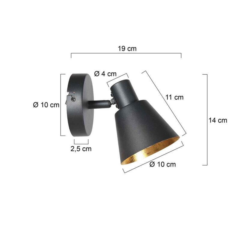 Focos negros retro de metal Mexlite Oeroe - Imagen 6