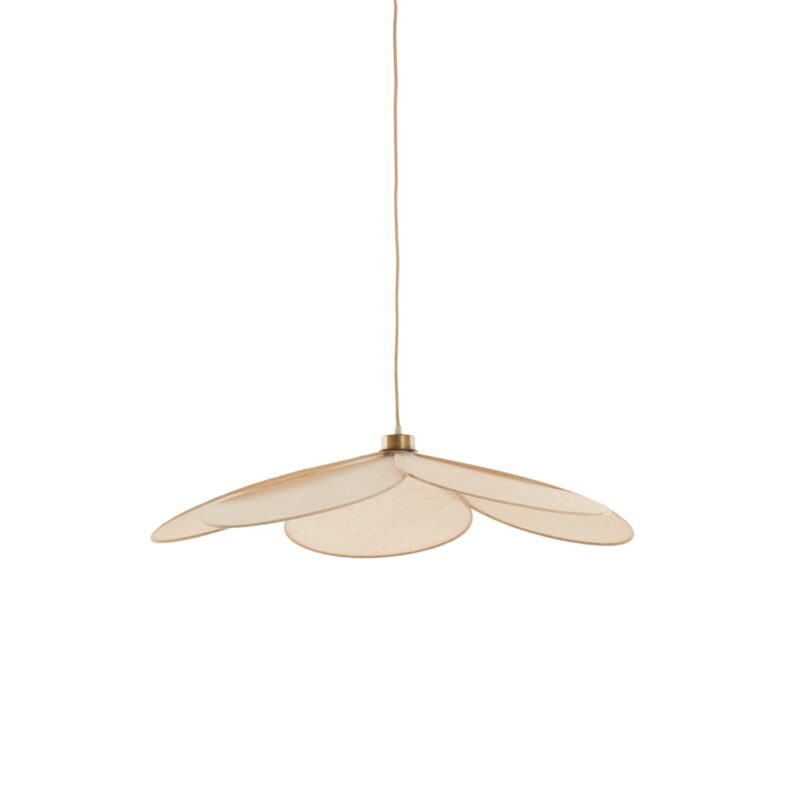 Lámpara colgante beige con forma de flor de tela Light & Living Fyano