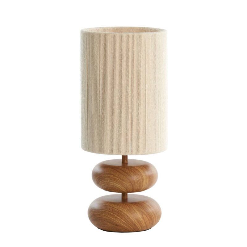 Lámpara de mesa Japandi natural con 2 estantes de madera Light & Living Danialo