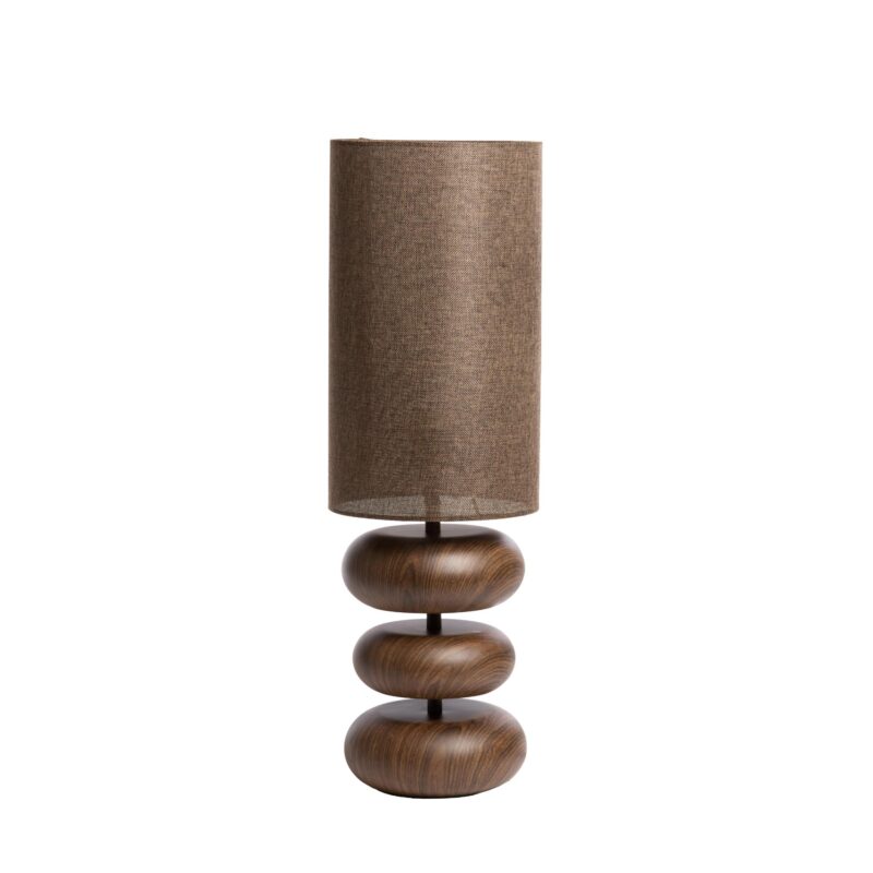 Lámpara de mesa Japandi marrón con 3 estantes de madera Light & Living Danialo