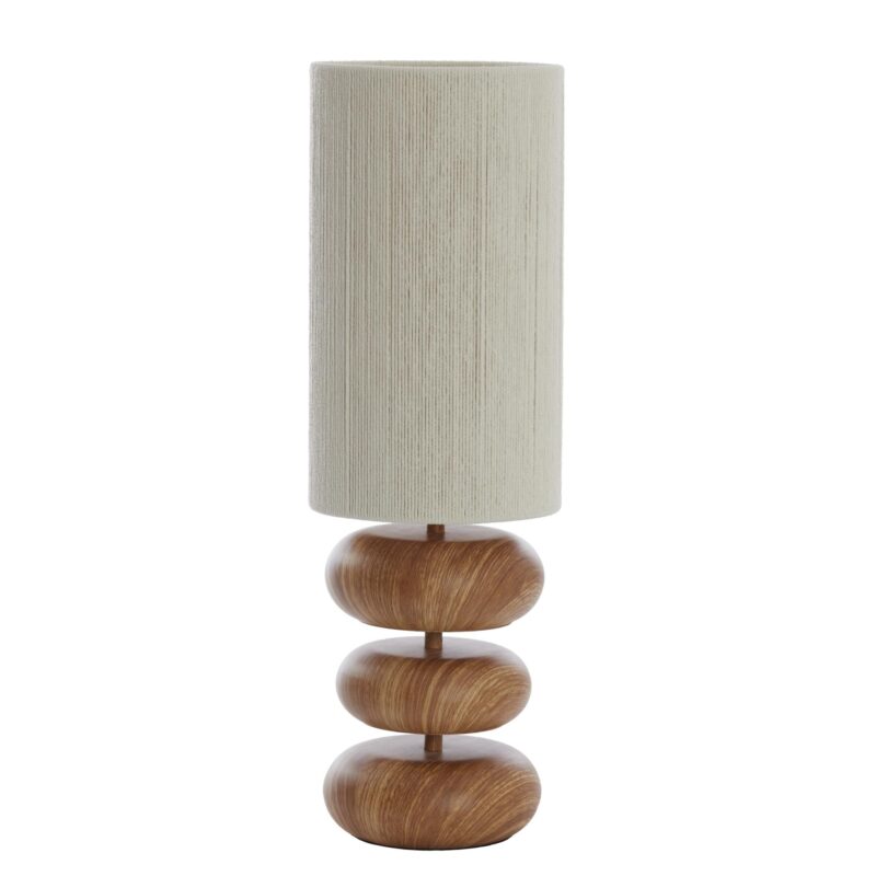Lámpara de mesa Japandi beige/natural con 3 estantes de madera Light & Living Danialo