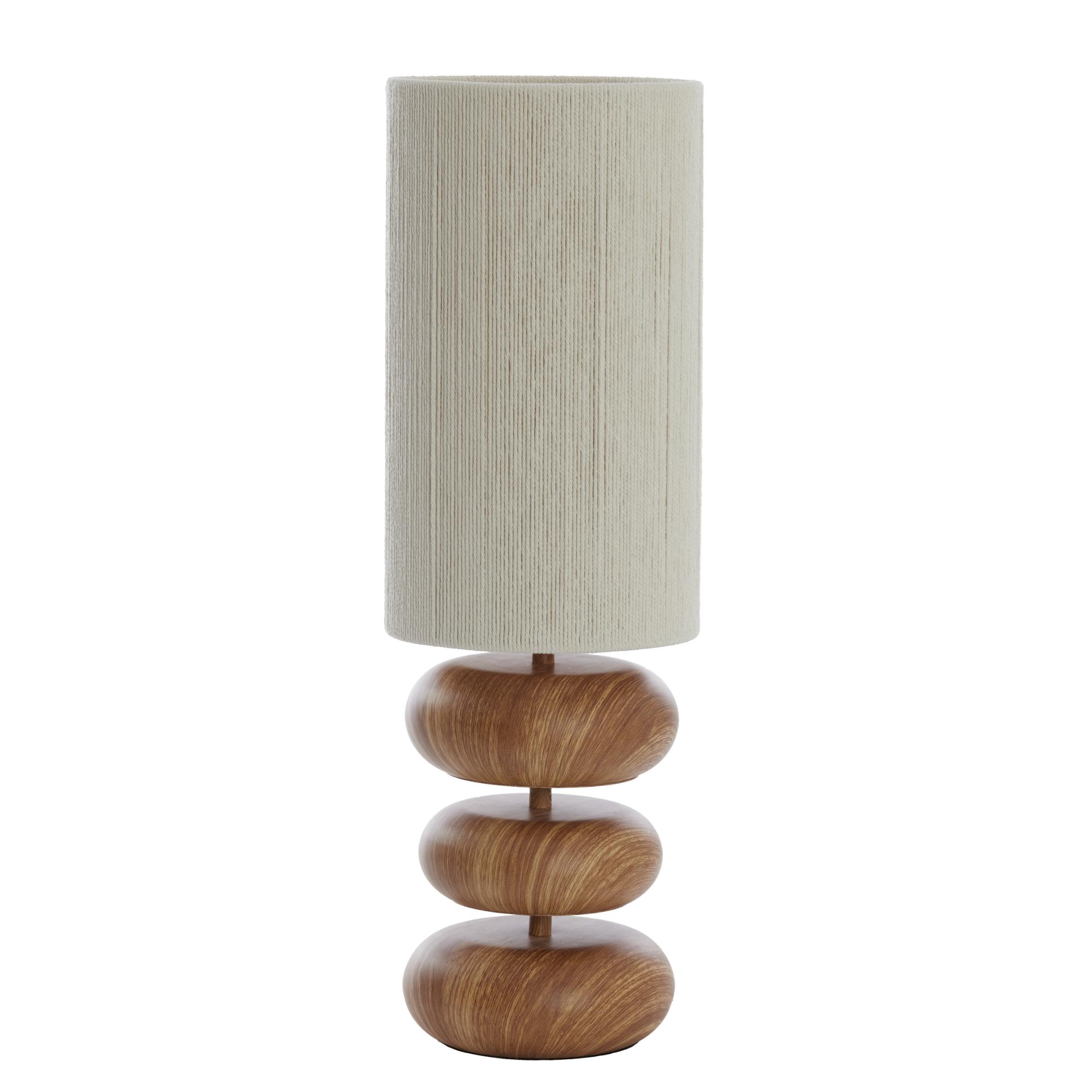 Lámpara de mesa Japandi beige/natural con 3 estantes de madera Light & Living Danialo