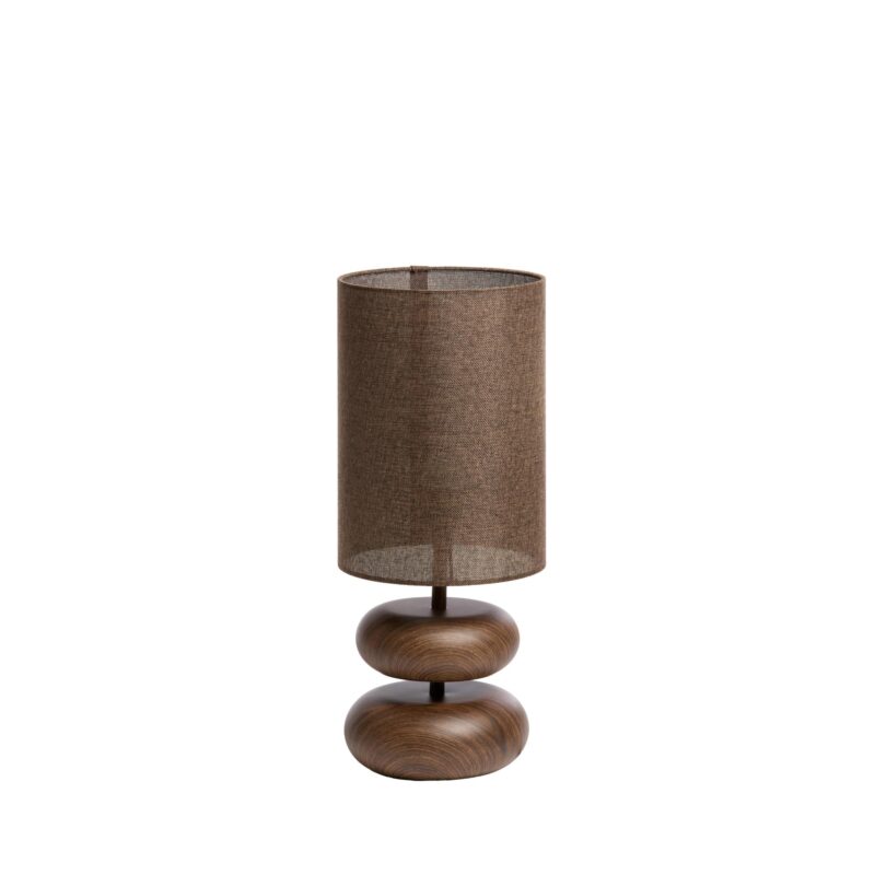Lámpara de mesa Japandi marrón con 2 estantes de madera Light & Living Danialo
