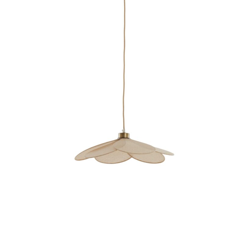 Lámpara colgante beige con forma de flor de tela Light & Living Fyano