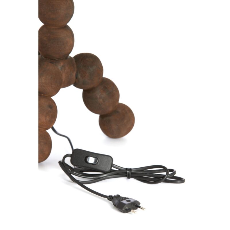 Lámpara de mesa marrón oscuro con bolas de madera Light & Living Veglio - Imagen 4