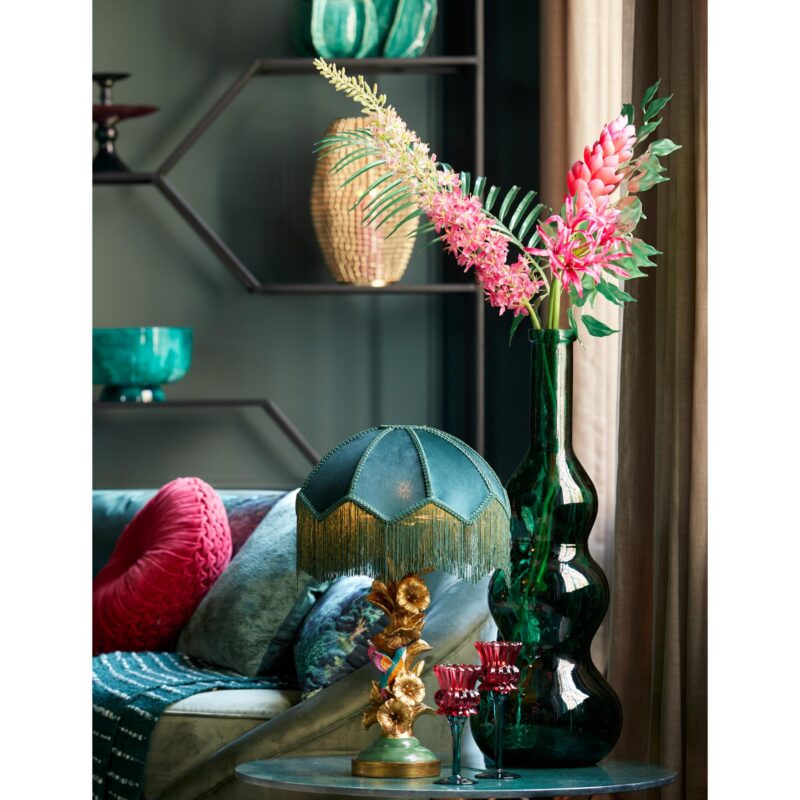 Pantalla de lámpara vintage verde de terciopelo Light & Living Malacia - Imagen 5