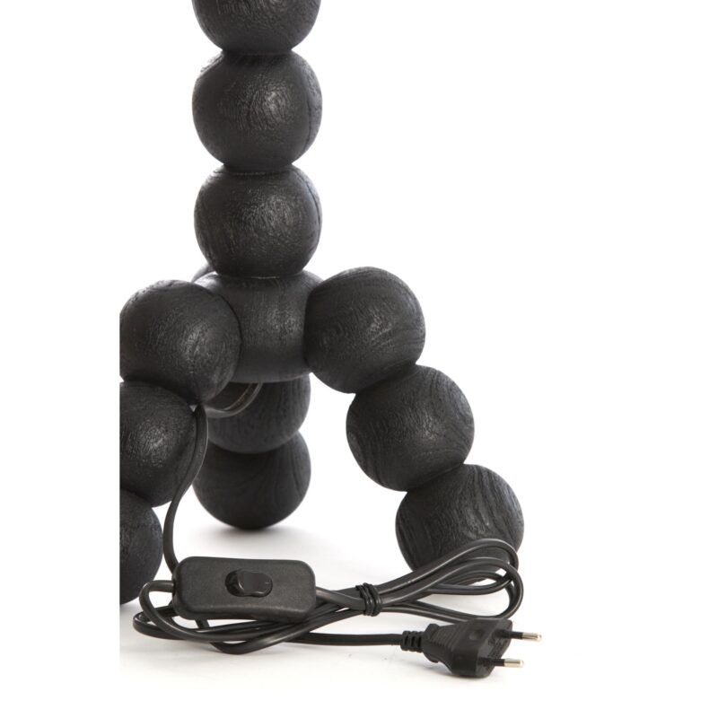 Lámpara de mesa negra con bolas de madera Light & Living Veglio - Imagen 5