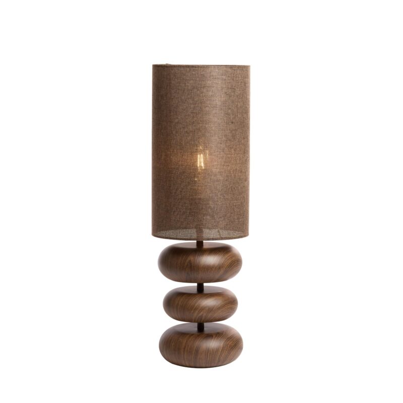 Lámpara de mesa Japandi marrón con 3 estantes de madera Light & Living Danialo - Imagen 6
