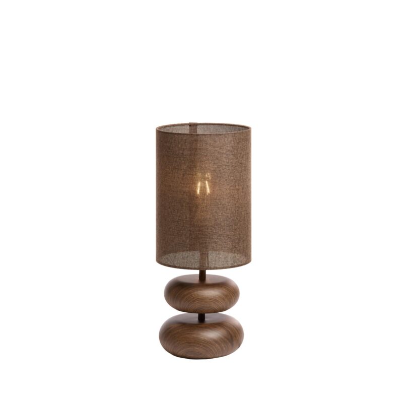 Lámpara de mesa Japandi marrón con 2 estantes de madera Light & Living Danialo - Imagen 6