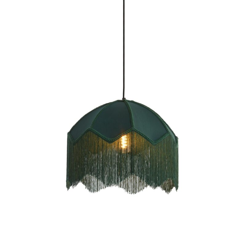 Lámpara colgante vintage verde de terciopelo con forma de cúpula Light & Living Malacia - Imagen 6