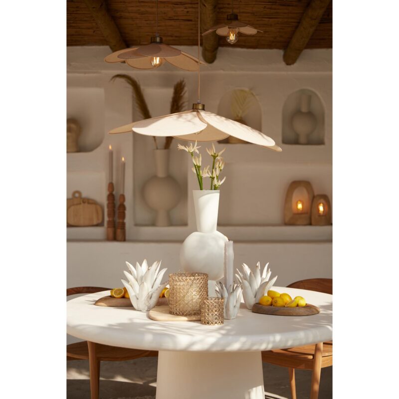 Lámpara colgante beige con forma de flor de tela Light & Living Fyano - Imagen 8