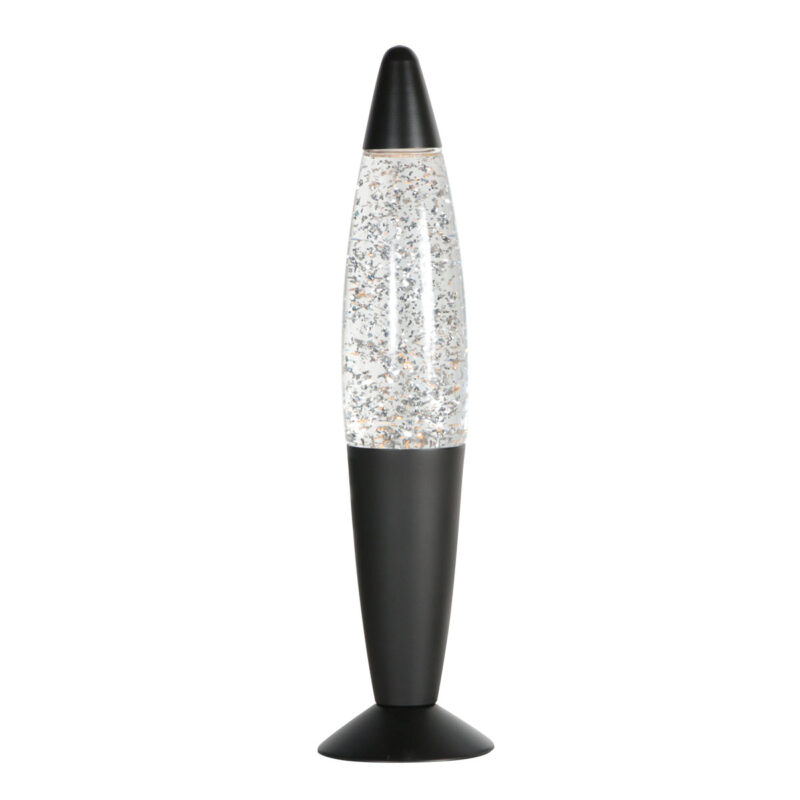 Elegante lámpara de lava negra con purpurina Mexlite Volcan