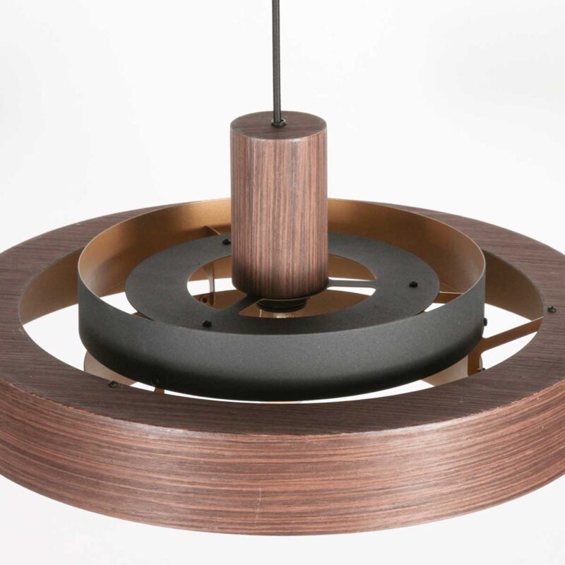 Lámpara colgante retro redonda de madera Anne Lighting Flinter - Ø50 cm - Imagen 5