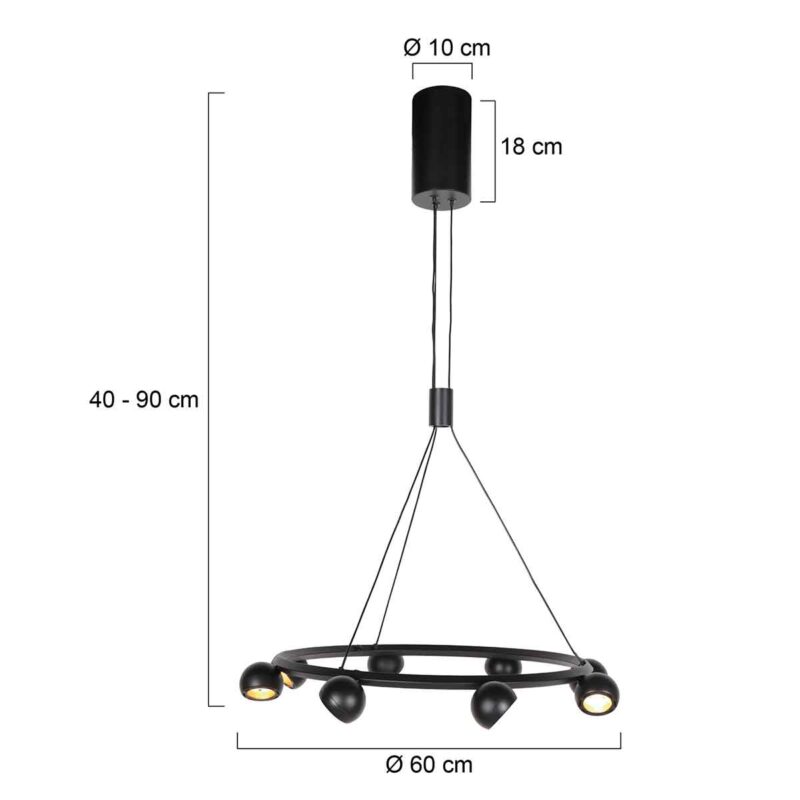 Lámpara colgante redonda negra retro de diseño moderno Steinhauer Marcadore - Imagen 7