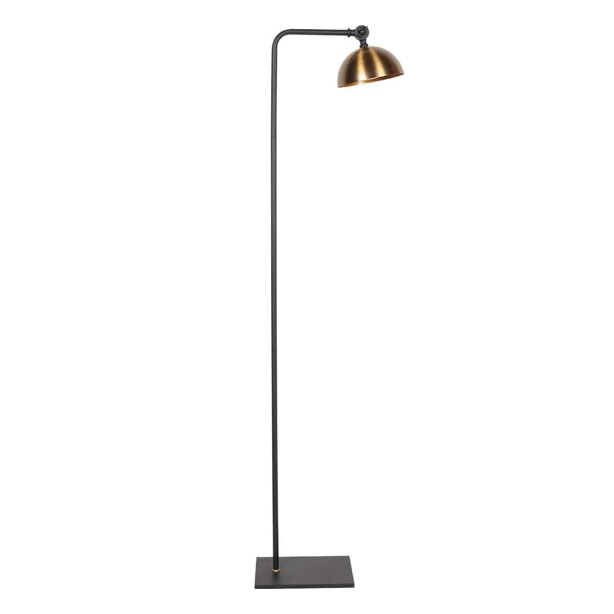 Lámpara de pie retro negra con pantalla de bronce Steinhauer Pintino