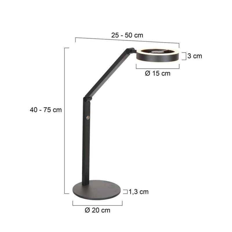 Lámpara de mesa moderna de metal negro Steinhauer Ringlux - Imagen 7