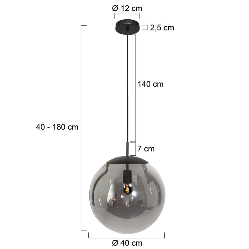 Lámpara de bola XL de vidrio ahumado Steinhauer Bollique - Imagen 6