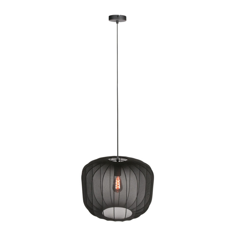 Lámpara colgante japandi negra de textil refinado Anne Lighting Sable - Ø45 cm - Imagen 9
