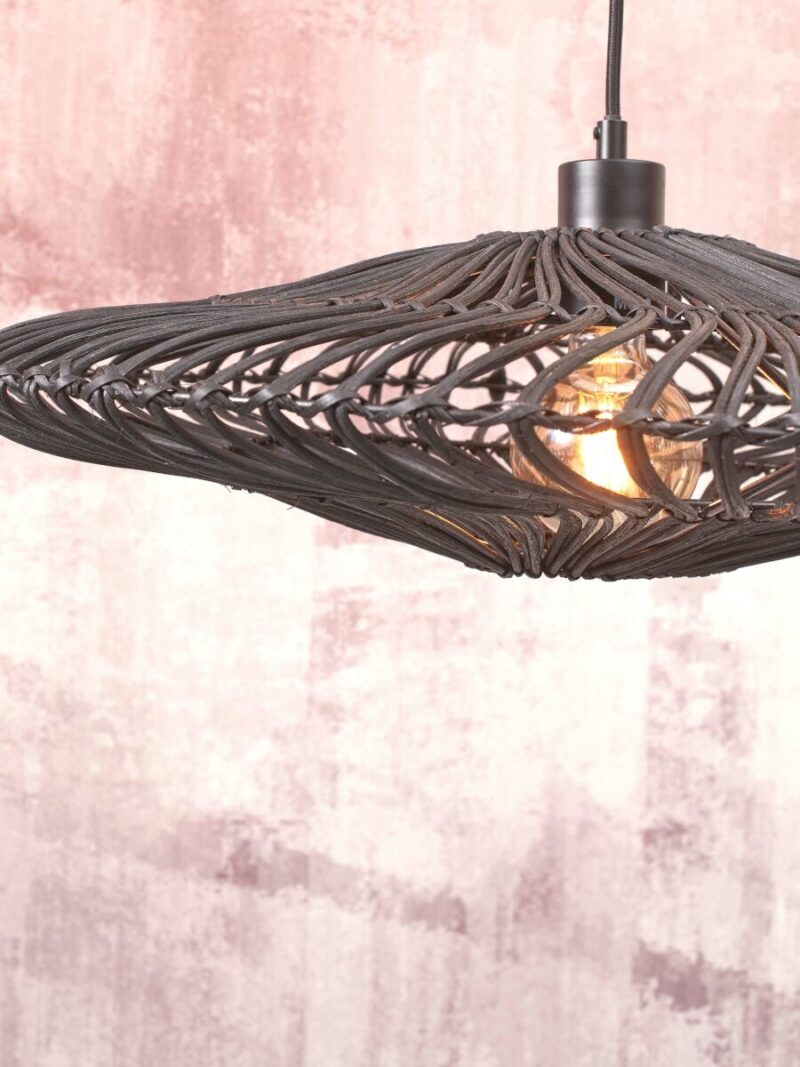 Lámpara de pie redonda en ratán negro estilo boho Zanzibar - GOOD&MOJO - Imagen 6