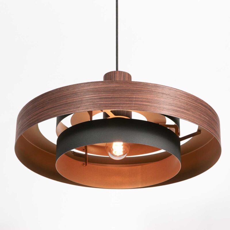 Lámpara colgante retro redonda de madera Anne Lighting Flinter - Ø50 cm - Imagen 12