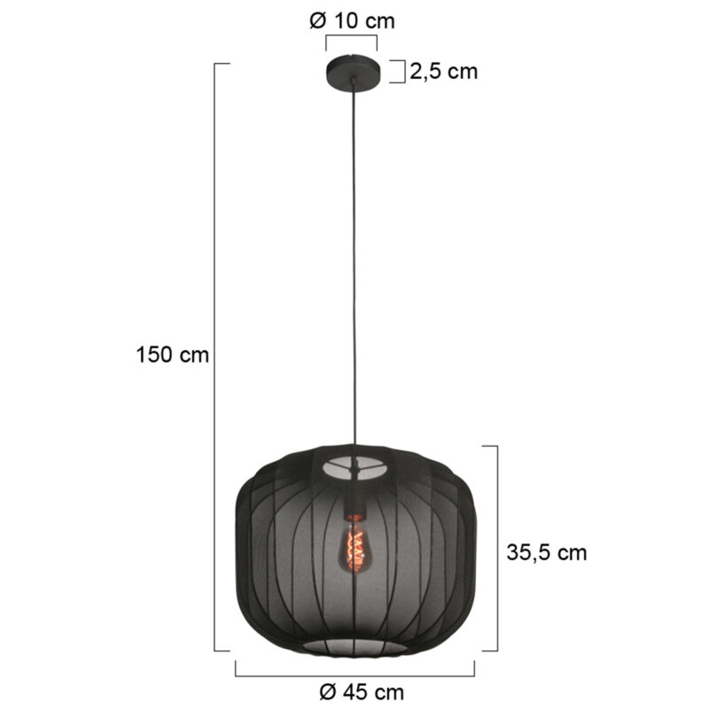 Lámpara colgante japandi negra de textil refinado Anne Lighting Sable - Ø45 cm - Imagen 7