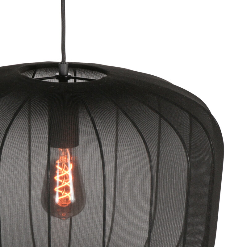 Lámpara colgante japandi negra de textil refinado Anne Lighting Sable - Ø45 cm - Imagen 4