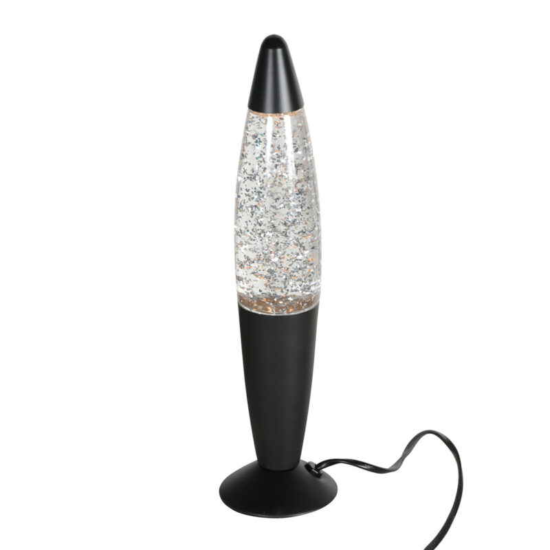 Elegante lámpara de lava negra con purpurina Mexlite Volcan - Imagen 2