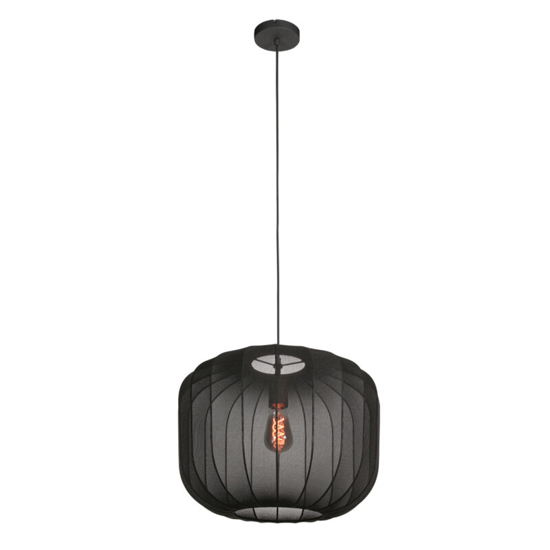 Lámpara colgante japandi negra de textil refinado Anne Lighting Sable - Ø45 cm - Imagen 2
