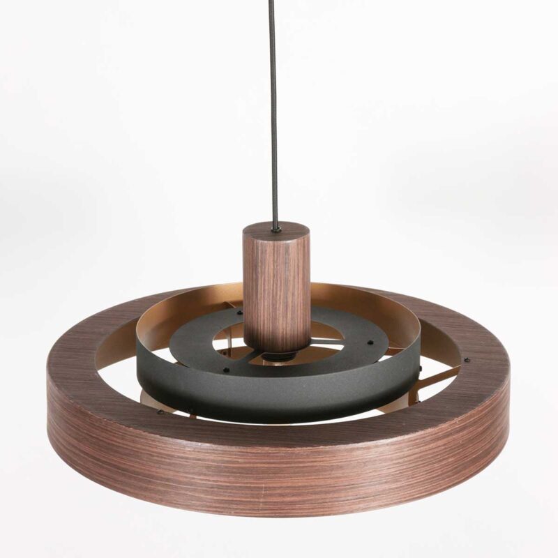 Lámpara colgante retro redonda de madera Anne Lighting Flinter - Ø50 cm - Imagen 13
