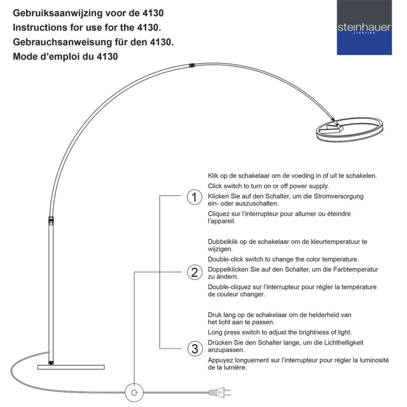 Lámpara de pie moderna de metal negro Steinhauer Ringlux - Imagen 18