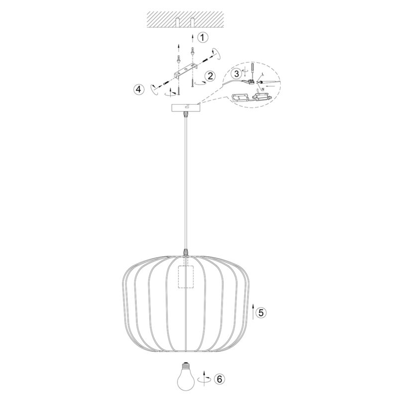 Lámpara colgante japandi negra de textil refinado Anne Lighting Sable - Ø45 cm - Imagen 8