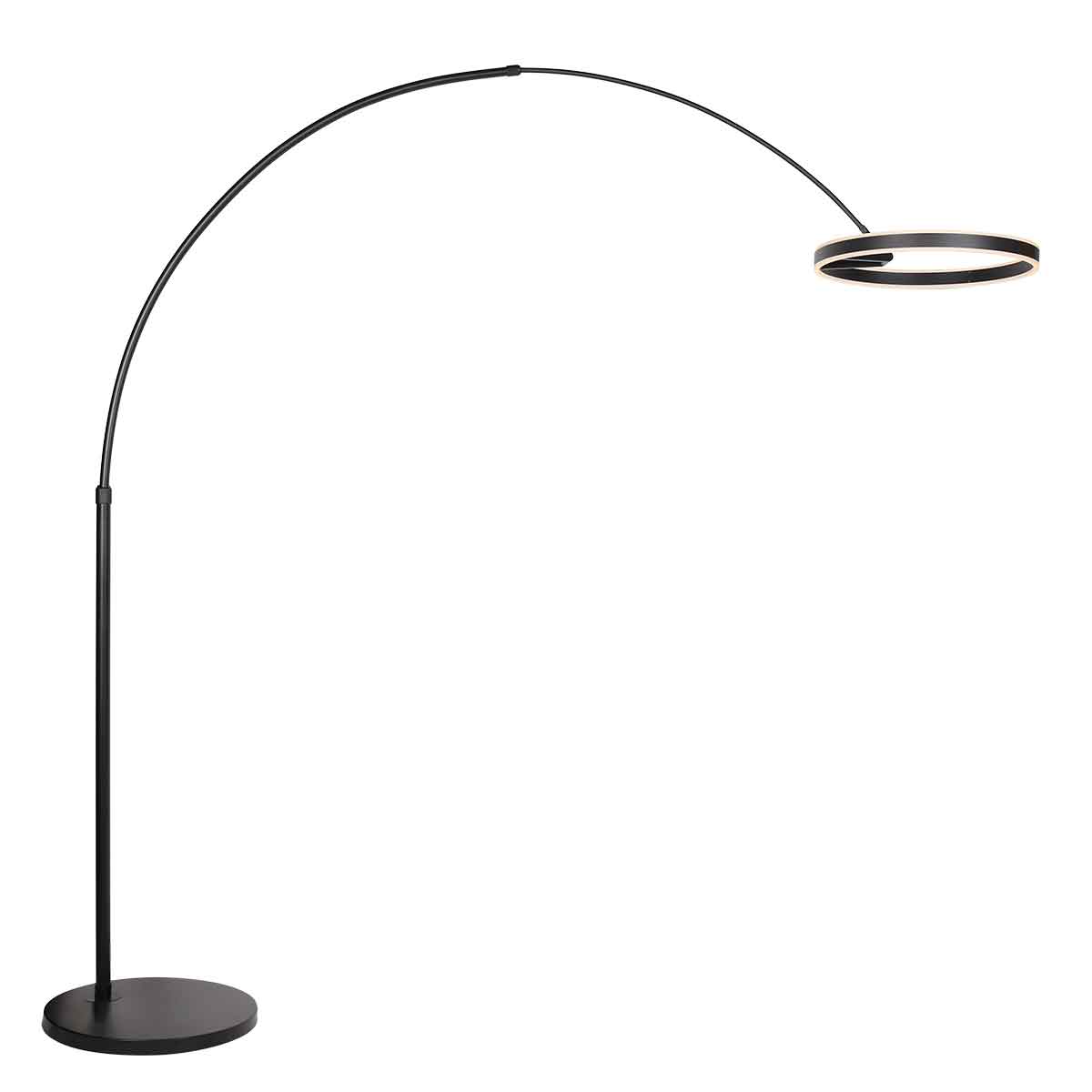 Lámpara de pie moderna de metal negro Steinhauer Ringlux