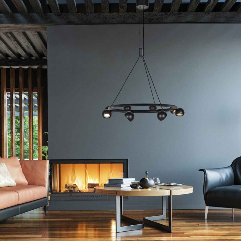 Lámpara colgante redonda negra retro de diseño moderno Steinhauer Marcadore - Imagen 3