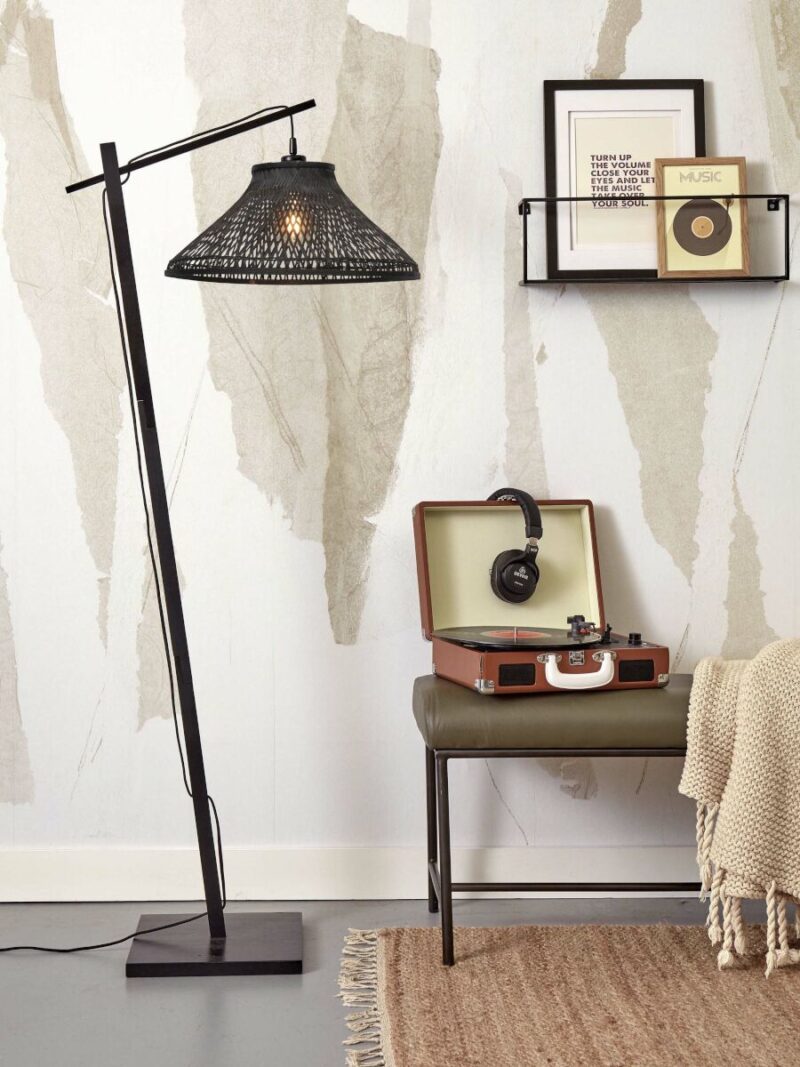 Lámpara de pie en bambú negro estilo boho Tahiti - GOOD&MOJO - Imagen 5