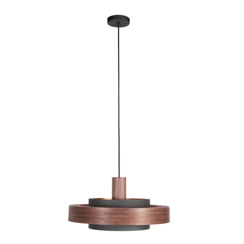 Lámpara colgante retro redonda de madera Anne Lighting Flinter - Ø50 cm - Imagen 7