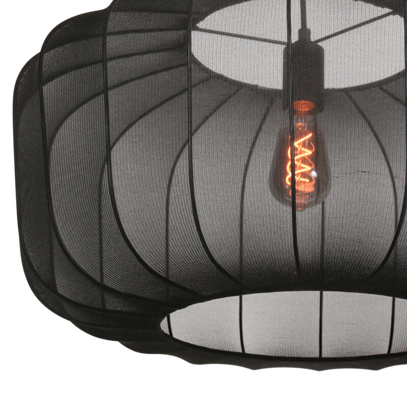 Lámpara colgante japandi negra de textil Anne Lighting Sable - Ø60 cm - Imagen 3