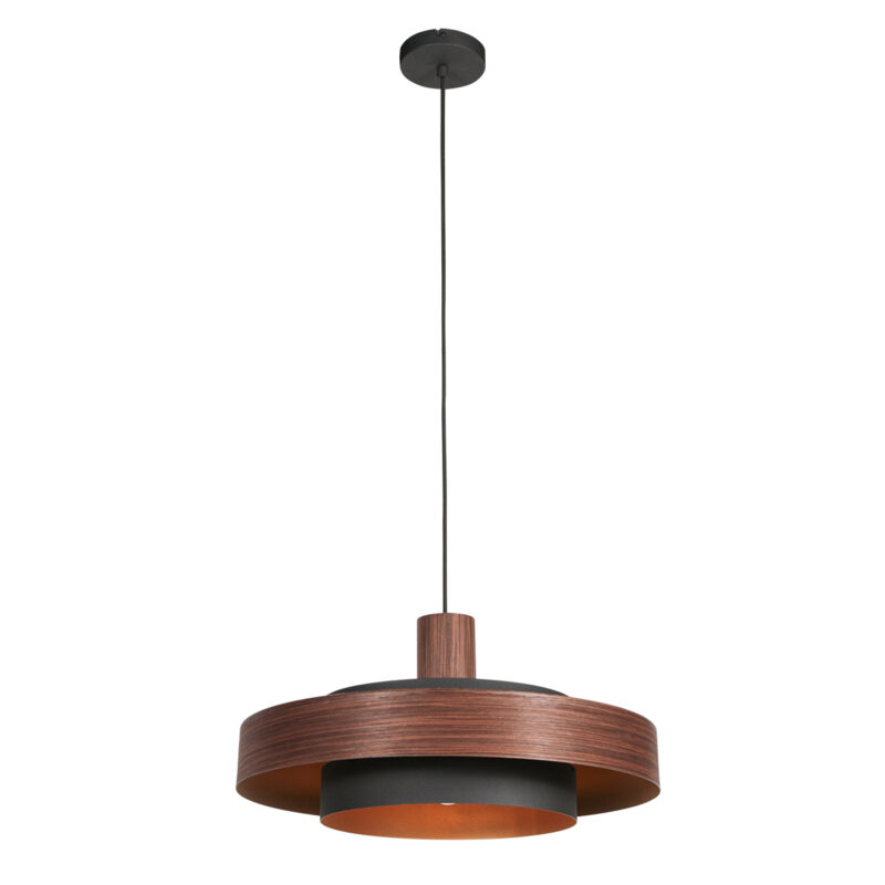 Lámpara colgante retro redonda de madera Anne Lighting Flinter - Ø50 cm - Imagen 2