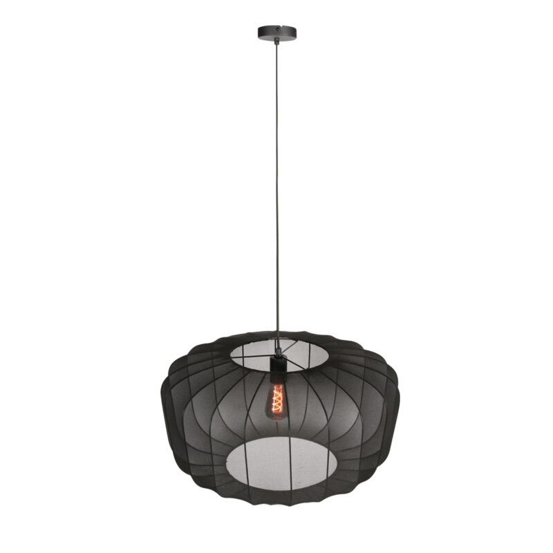 Lámpara colgante japandi negra de textil Anne Lighting Sable - Ø60 cm - Imagen 8