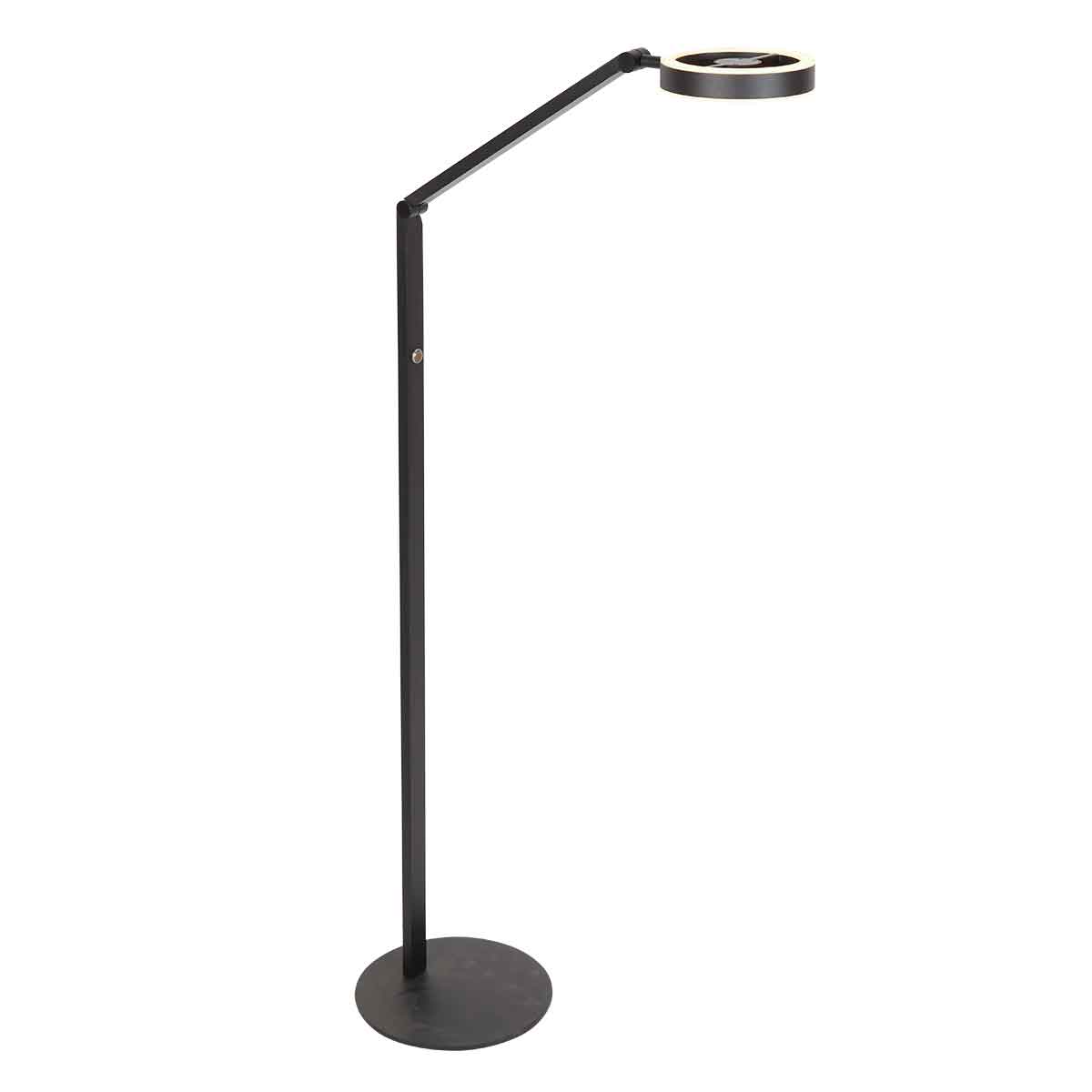Lámpara de pie moderna de metal negro Steinhauer Ringlux