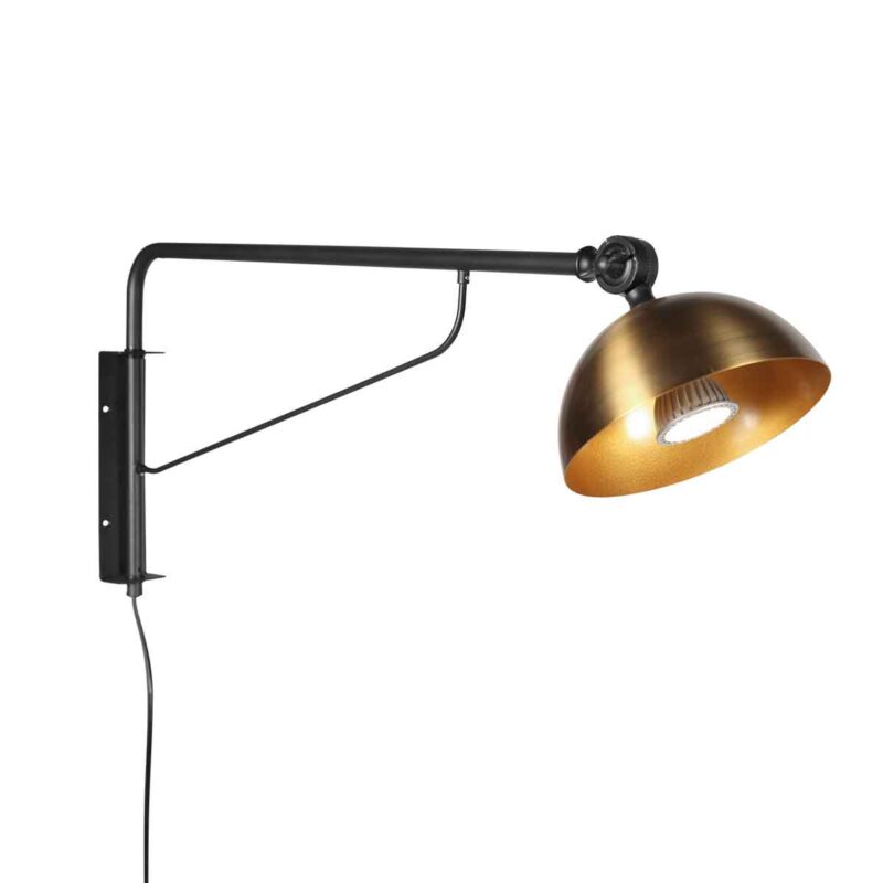 Aplique de pared retro negro con pantalla de bronce Steinhauer Pintino - Imagen 2