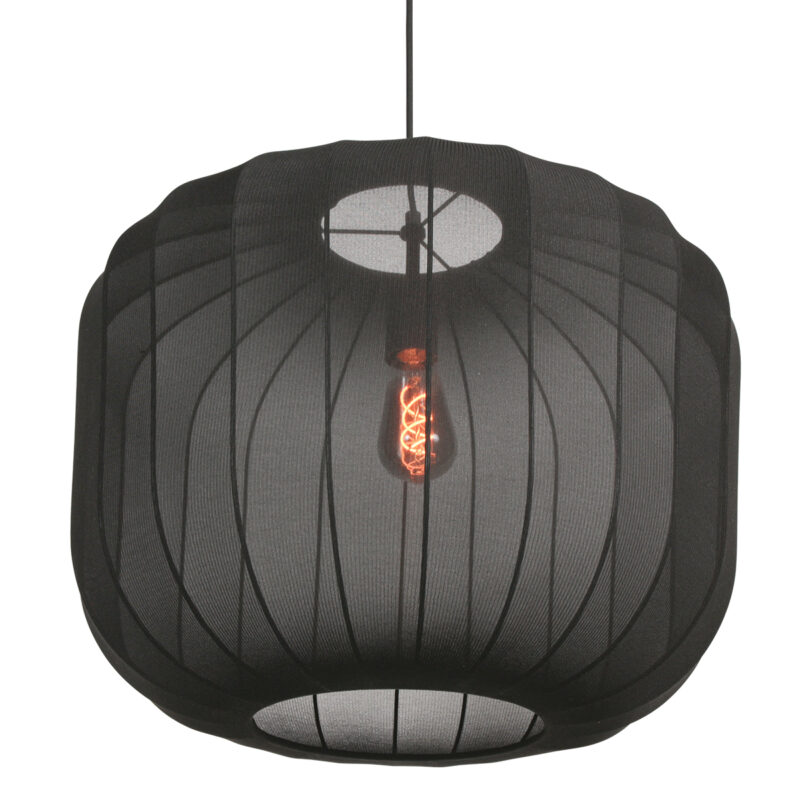 Lámpara colgante negra de textil transparente Anne Lighting Sable - Ø55 cm