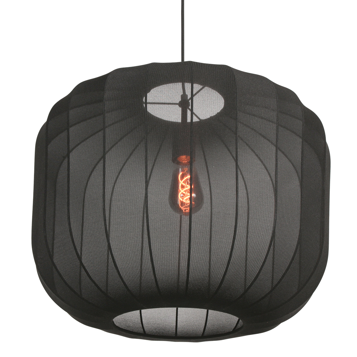 Lámpara colgante negra de textil transparente Anne Lighting Sable - Ø55 cm