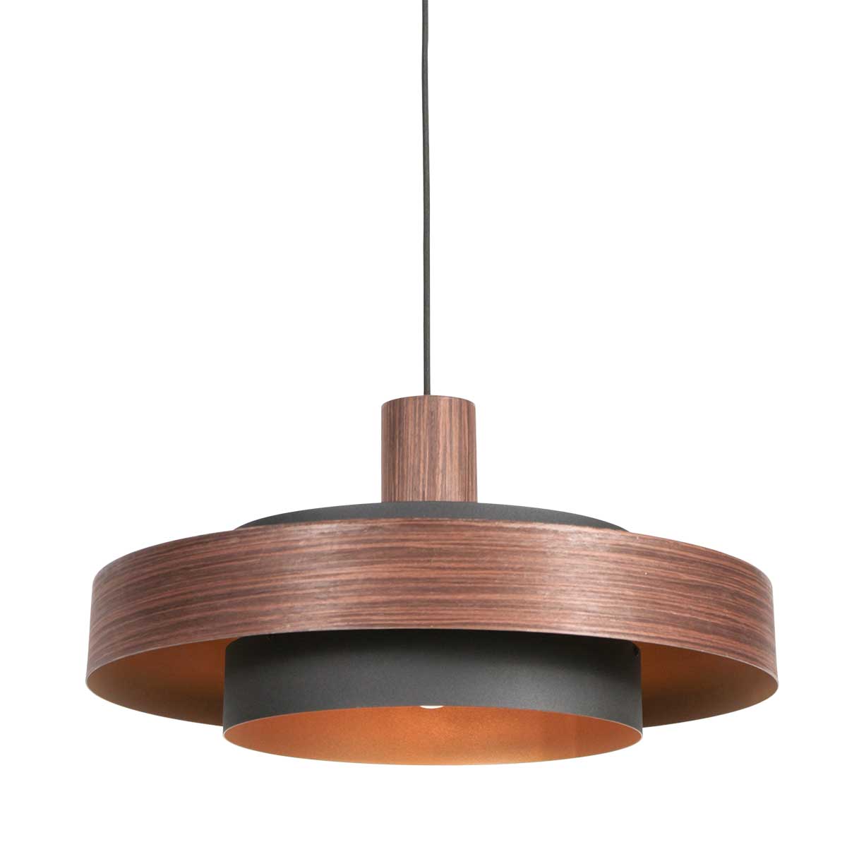 Lámpara colgante retro redonda de madera Anne Lighting Flinter - Ø50 cm