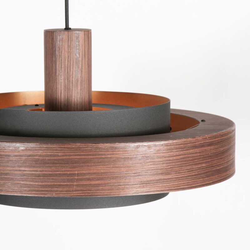 Lámpara colgante retro redonda de madera Anne Lighting Flinter - Ø50 cm - Imagen 4